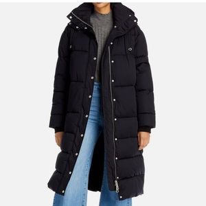AQUA LONG PUFFER JACKET WITH HOOD